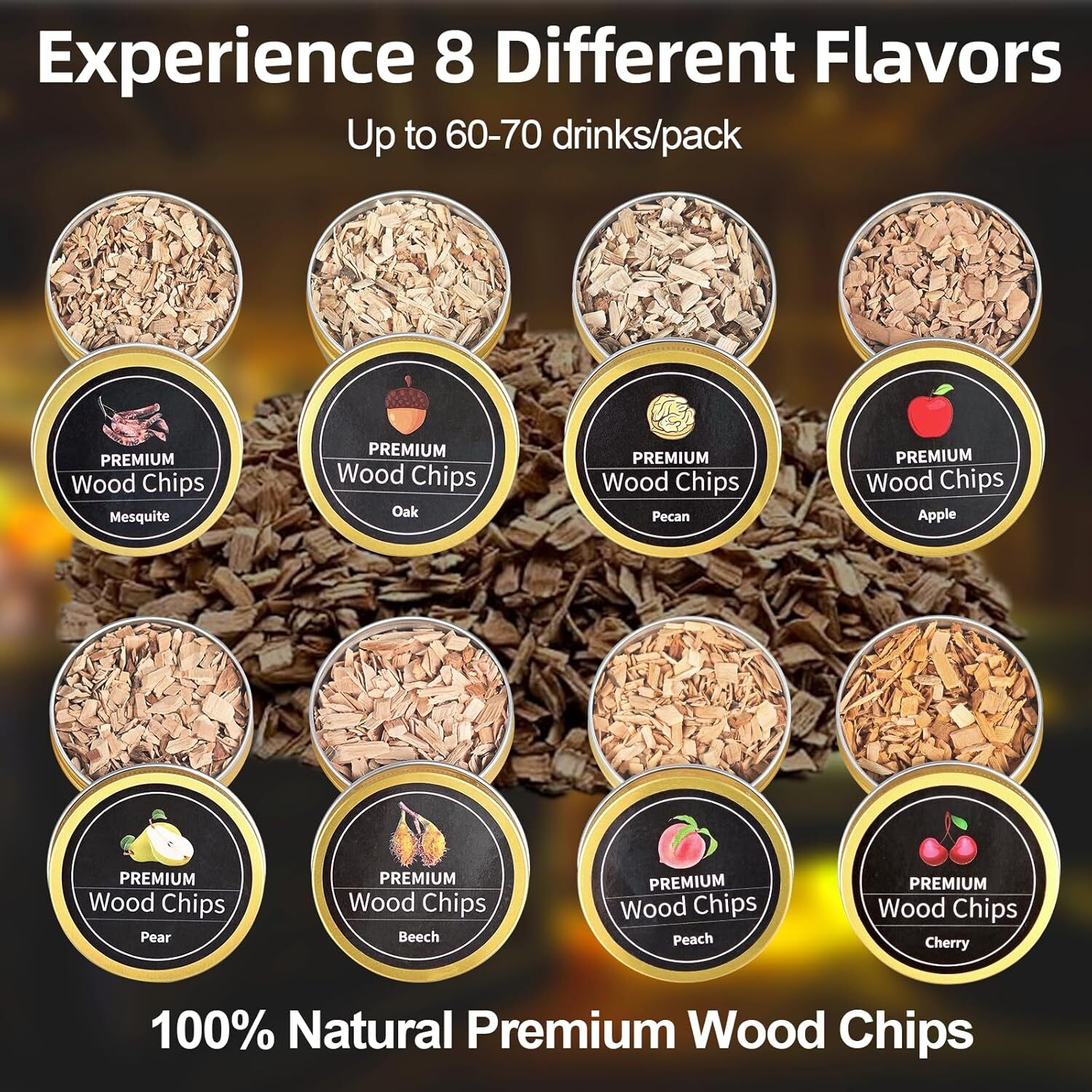 Cocktail Smoker Kit Whiskey Smoker Kit W/ Torch 8 Flavors Wood Chips for Whiskey