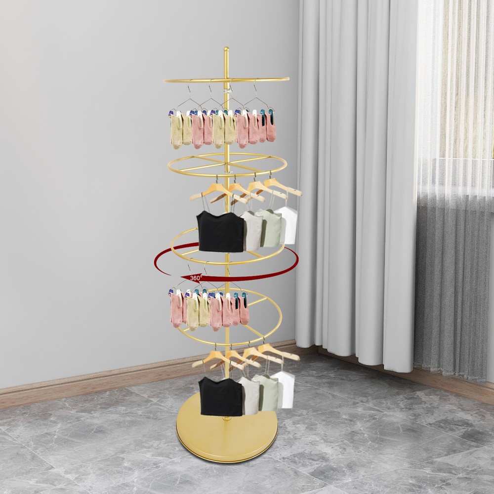 Rotatable 4-Tier Round Display Rack for Clothes - Sturdy Metal Design