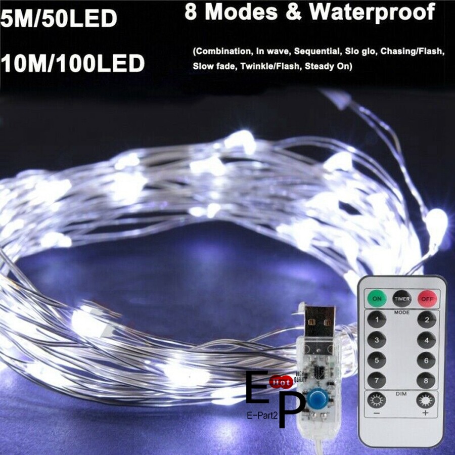 USB Plug Twinkle LED String Fairy Lights Copper Wire With Remote 50 100 200 LED
