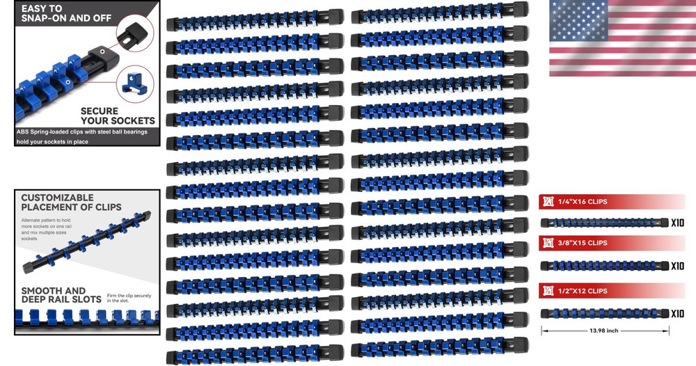 Space-Saving 30 PC Socket Organizer with Durable ABS Clips for Maximum Capacity