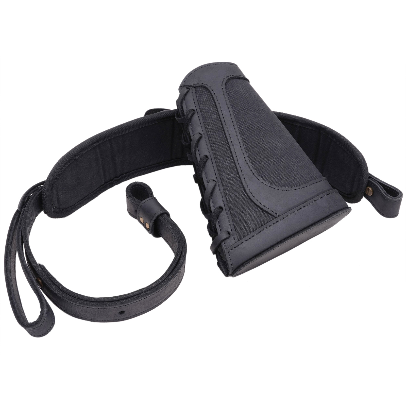 Shooting Combo of Leather Rifle Gun Buttstock Cover with Sling.22LR.357.308 12GA