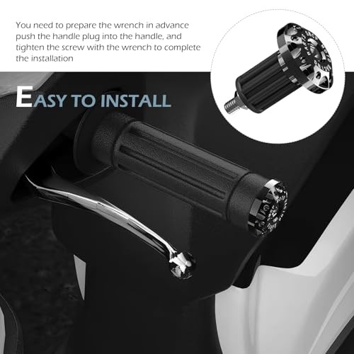 Motorcycle Bar End Plug, Scratch-resistant Alloy Handlebar Grip End 2 PCS Black