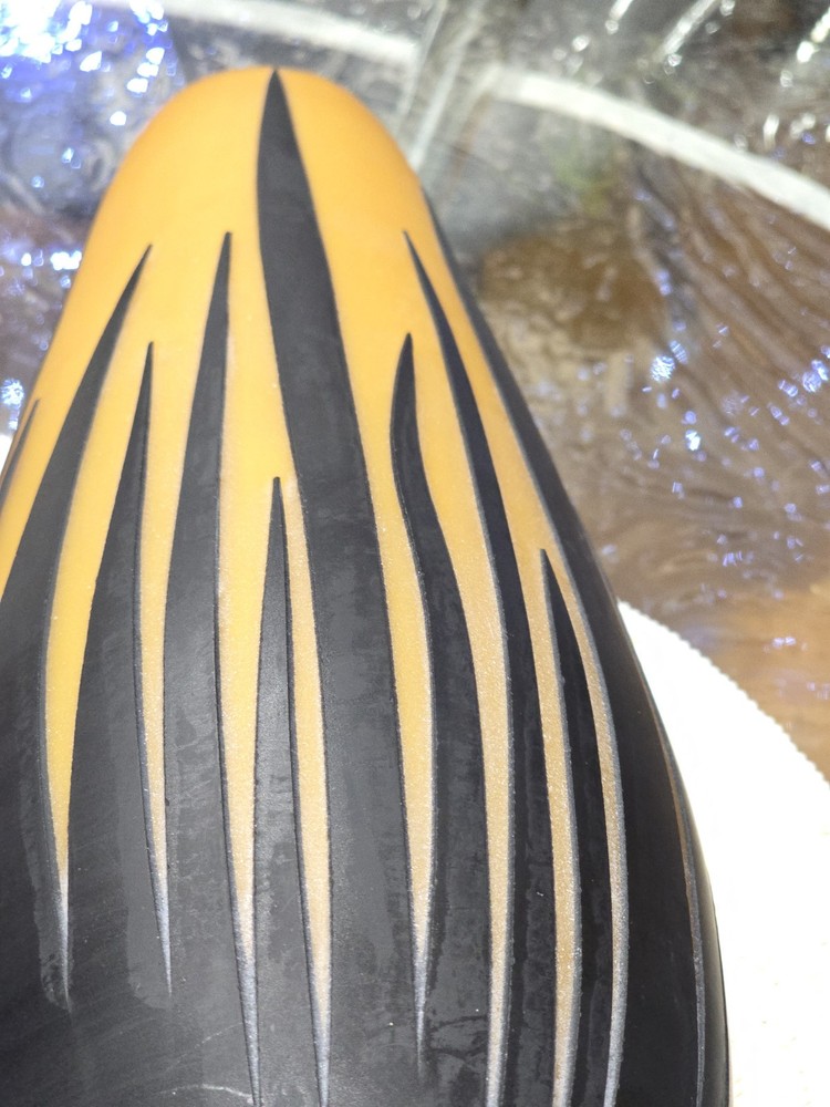 Unique Vase Yellow And Black 3d Stripes