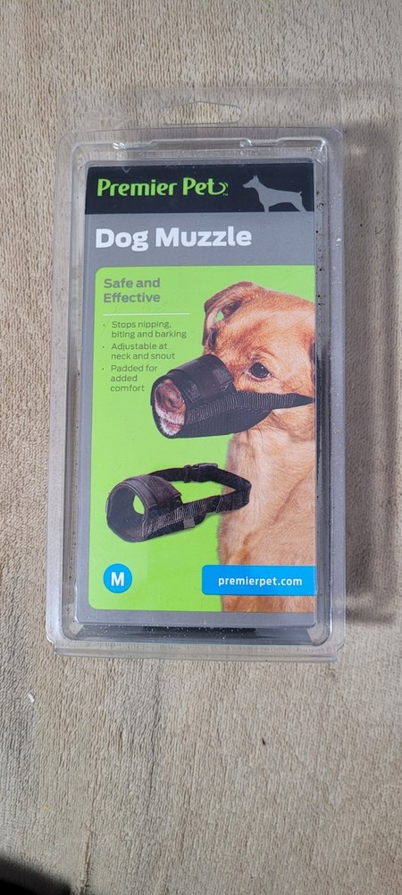 Premier Pet Dog Muzzle Medium Size Padded Nylon Safe & Adjustable, New (F