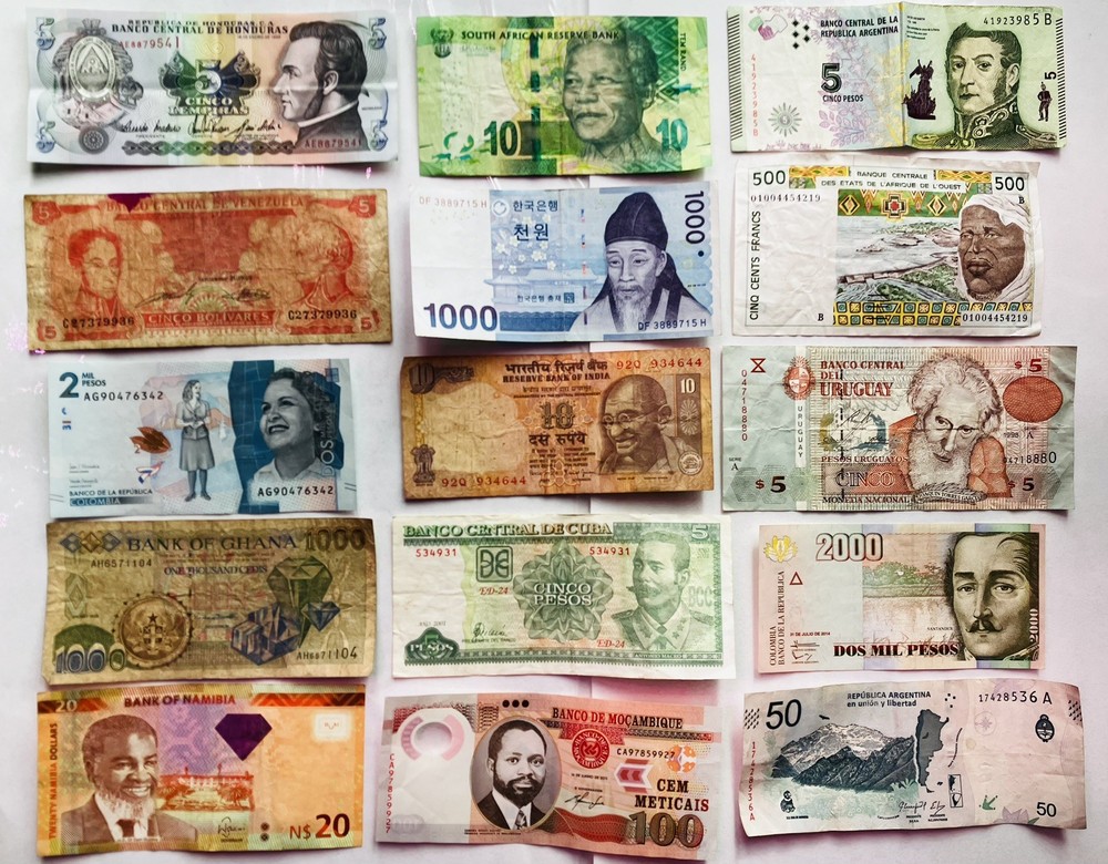 15 Assorted World Banknotes-Exact Notes Pictured-$15 Free Shipping