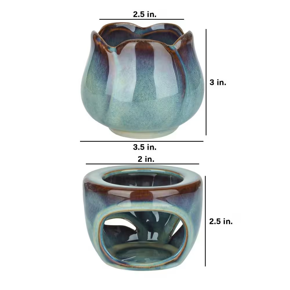 Blue Ceramic Tealight Candle Holders 2-Pack