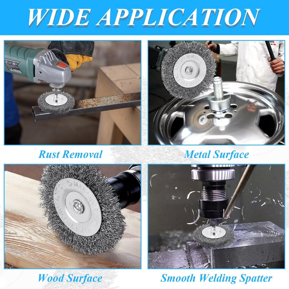 Supkiir 8 Pack 3inch Wire Wheel Brush for Drill, Drill Silver