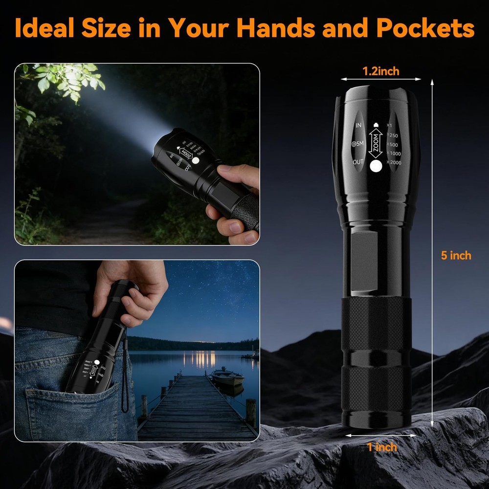 BESTSUN LED Flashlight 2 Pack, Small Flashlights Powerful High Lumens 5 Modes...