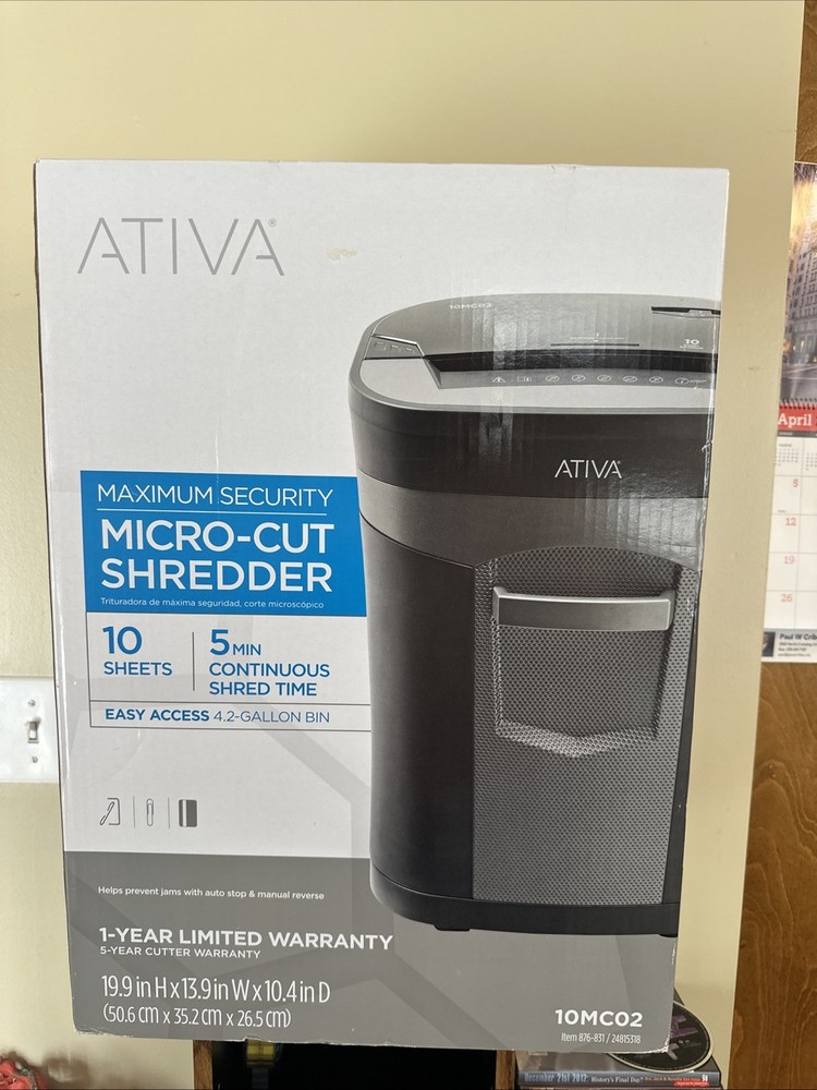 Ativa Maximum Security Micro-Cut Shredder 10MCO2