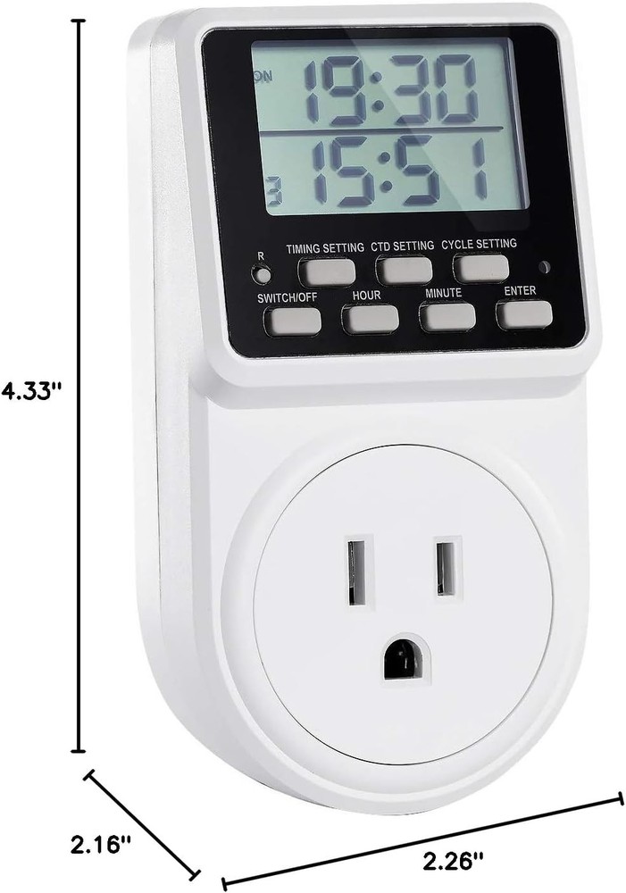 Digital Infinite Repeat Cycle Intermittent Timer Plug for Electrical White