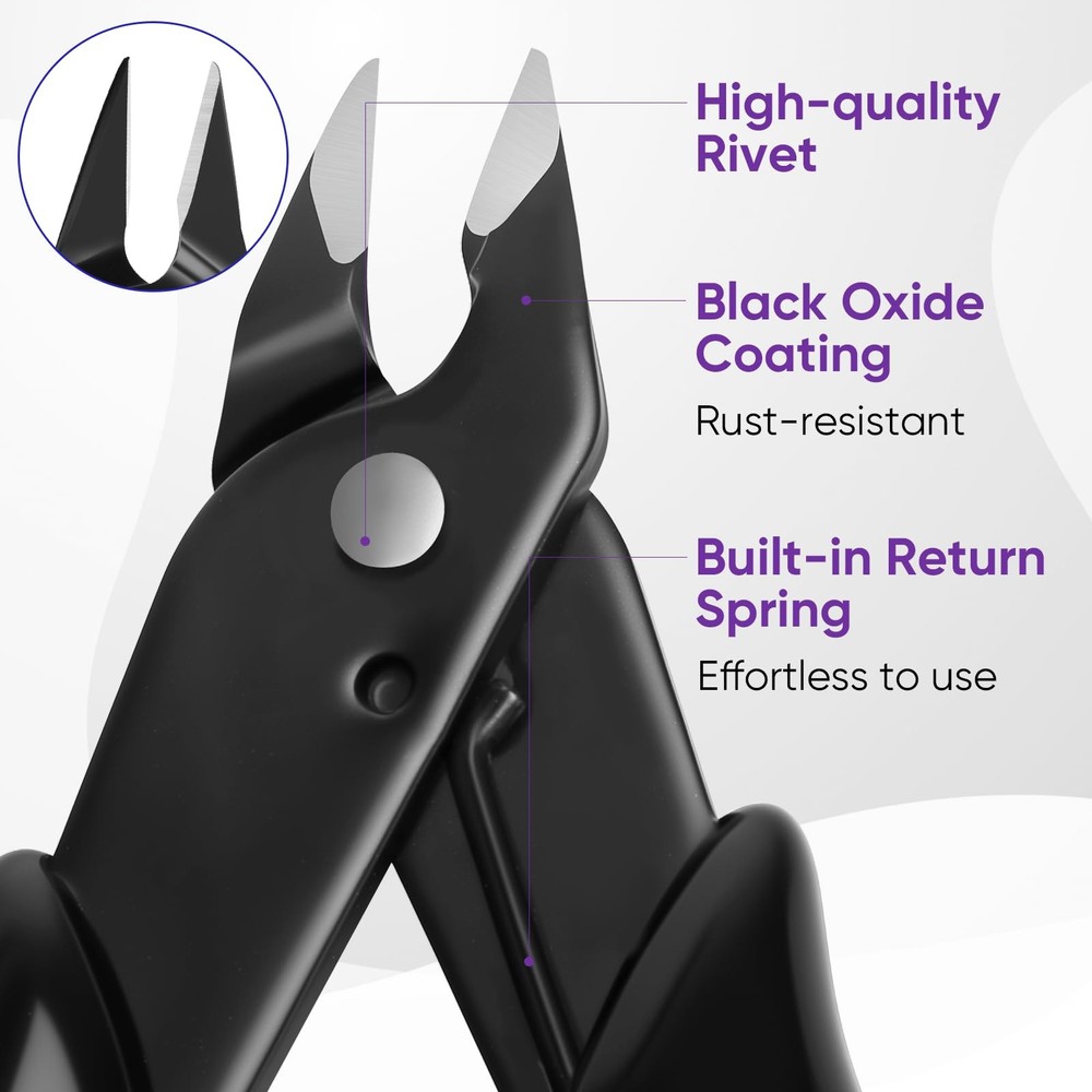 PamMittul 5 Inch Micro Wire Cutters, 2 Pack Precision Flush Black (2 Pack)