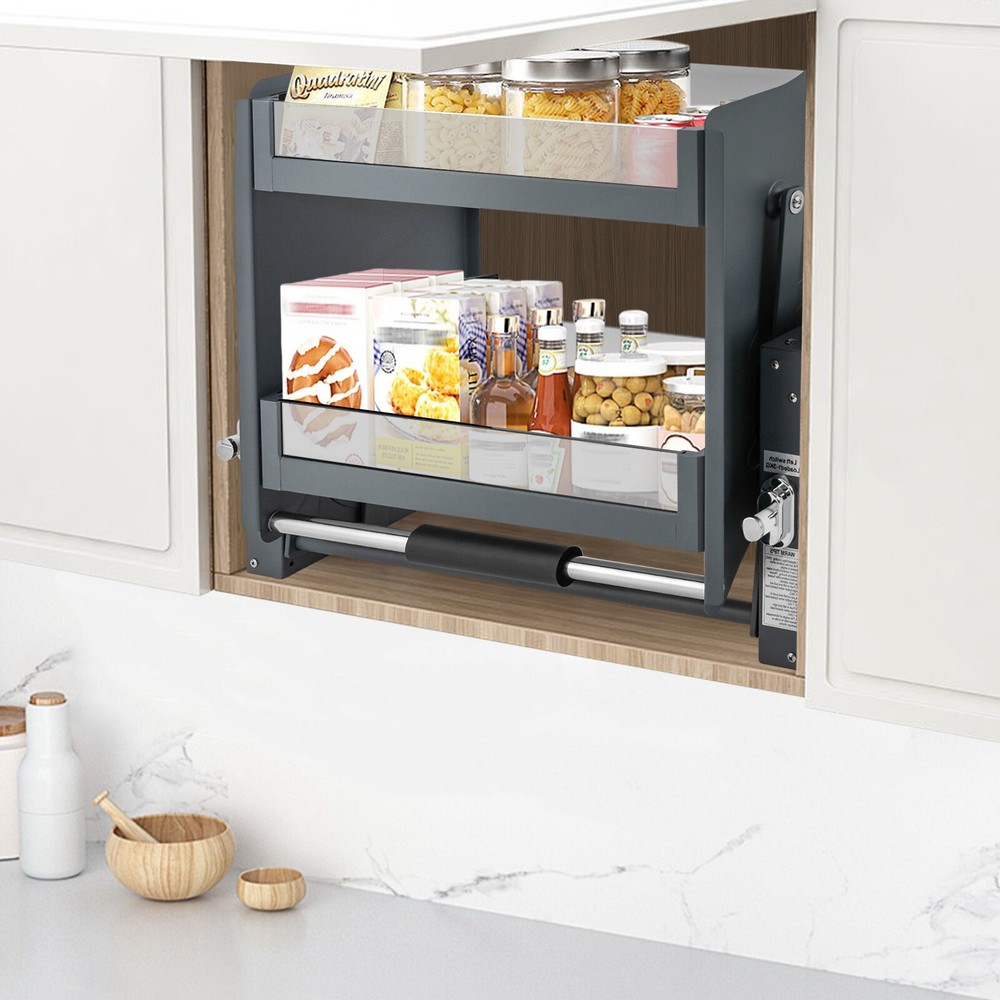 Pull-Out Cabinet Shelf Drop Down Shelf Pull-Down Lift for Kitchen Cabinet 2-tier