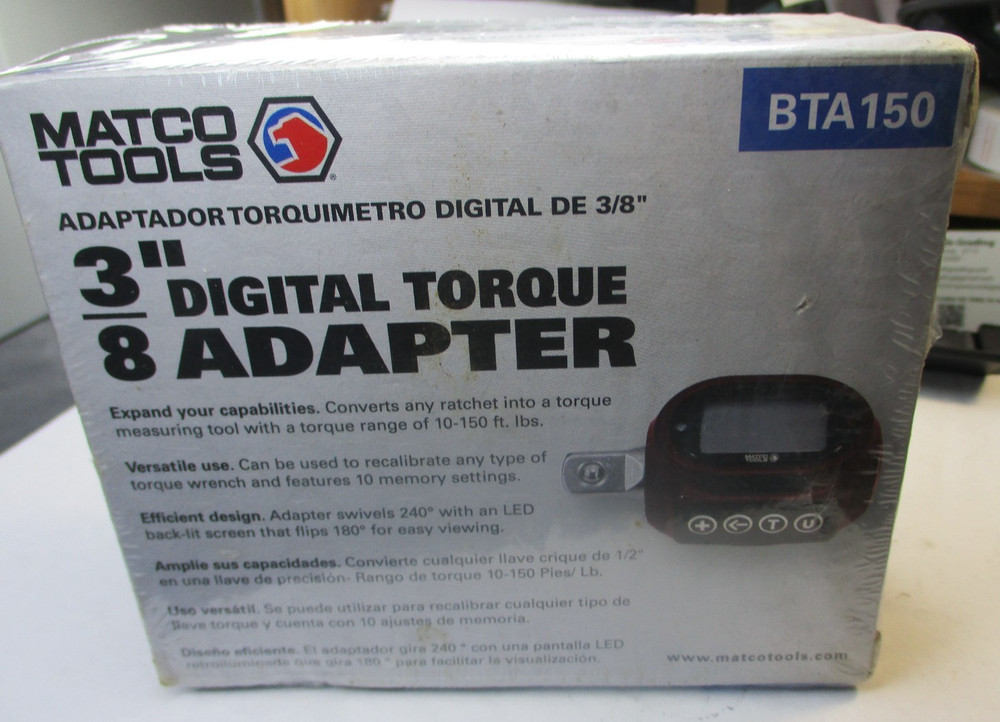 Matco BTA150 3/8" Digital Torque Adapter New