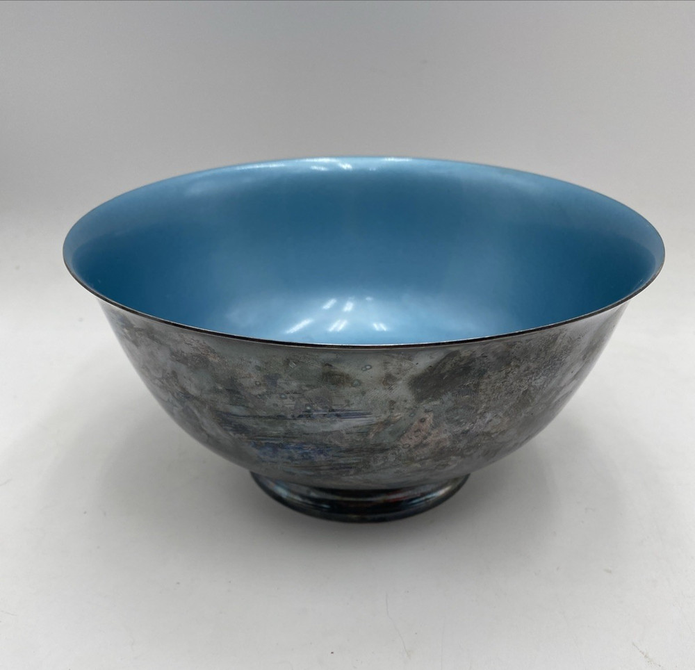REED & BARTON Blue Enameled Silver Bowl