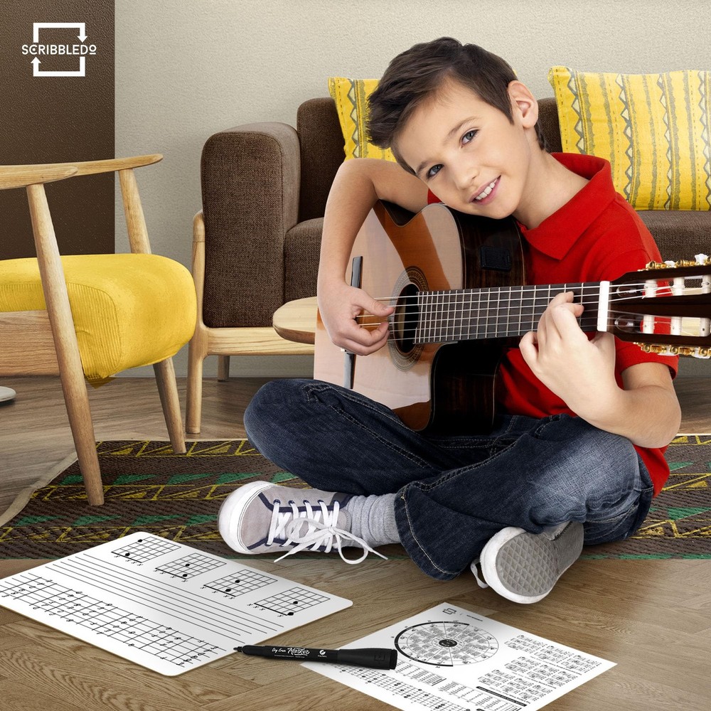 SCRIBBLEDO Guitar Practice Dry Erase White Board Lapboard 11 x 14 Whiteboard