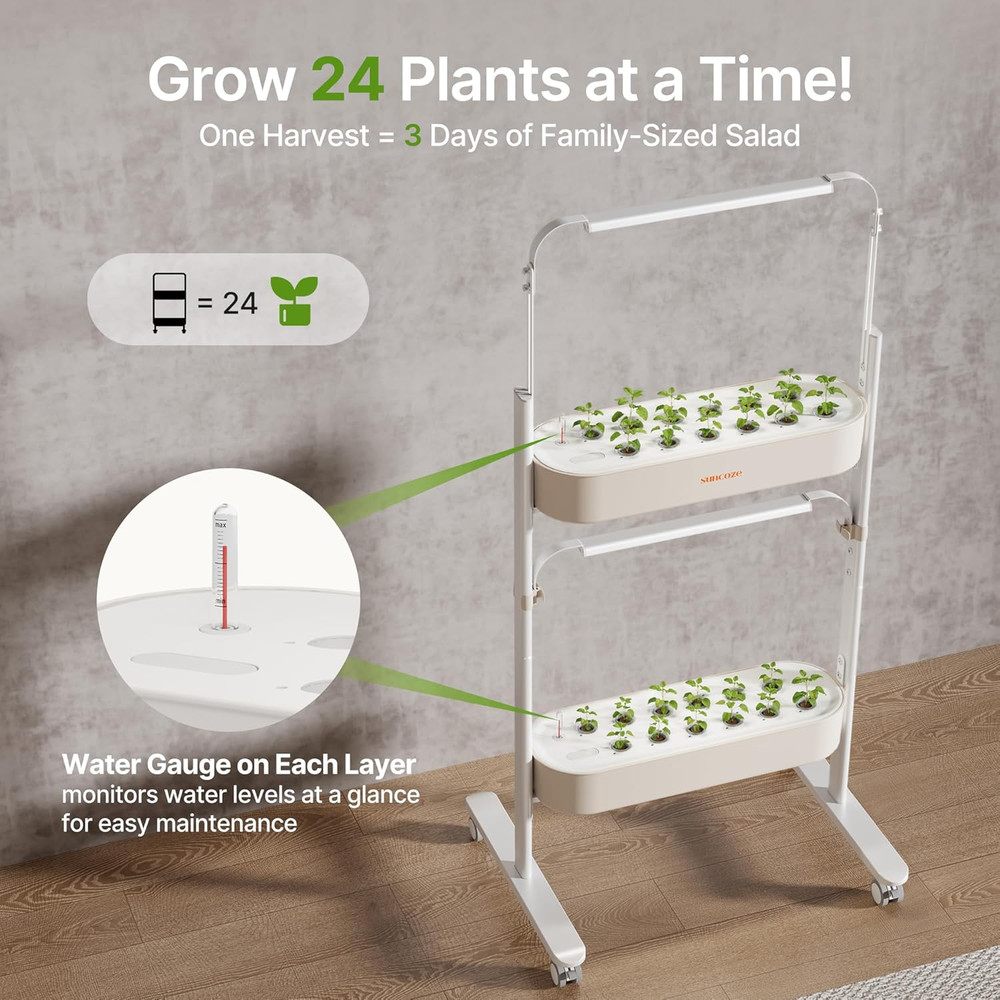 2-Tier Hydroponic Growing System with Smart Controller and Full Spectrum Lights