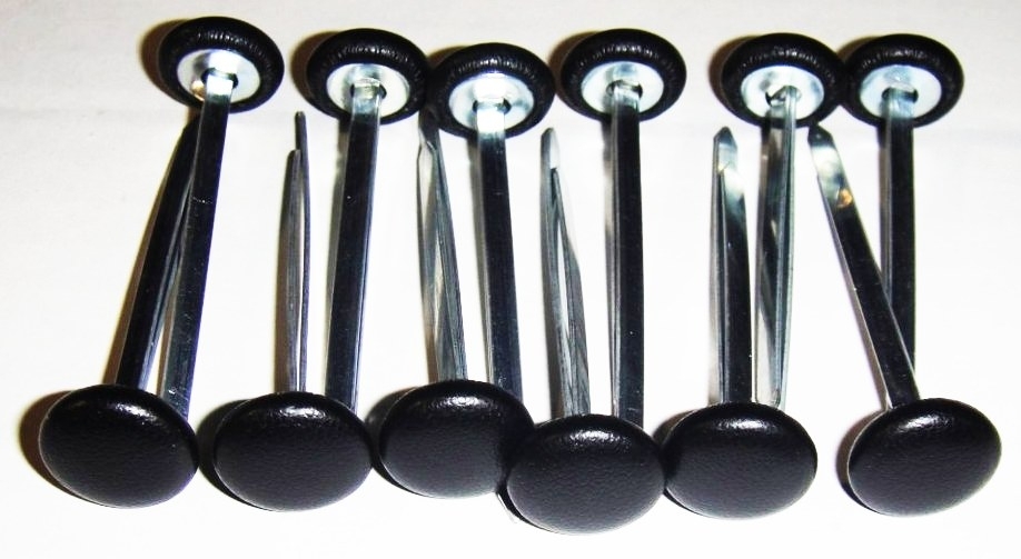 12 Pieces Prong Back Upholstery Buttons Black Vinyl Choice Of Size