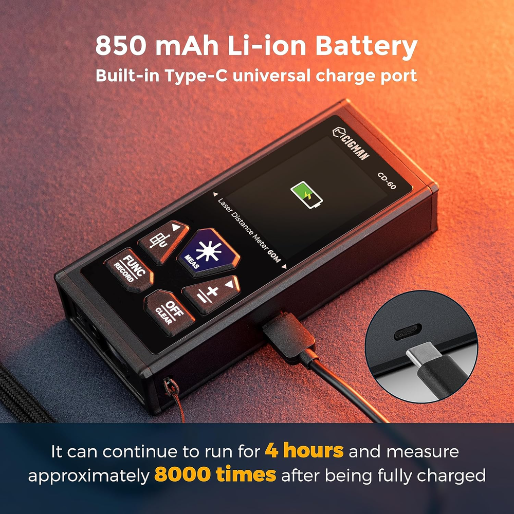 Dual Laser Measuring Tool, 393Ft/120M Bilateral Laser Measurement Tool, Recharge