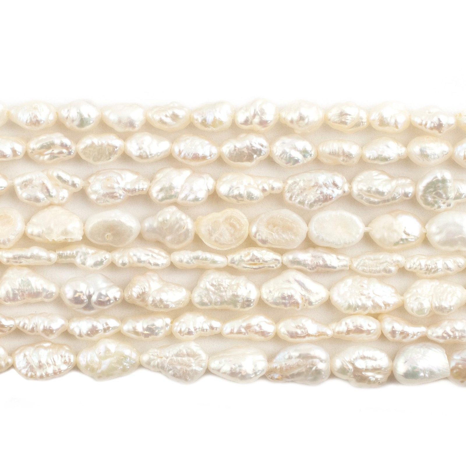 Vintage Japanese Rice Pearl Beads 5mm White Oval 16 Inch Strand