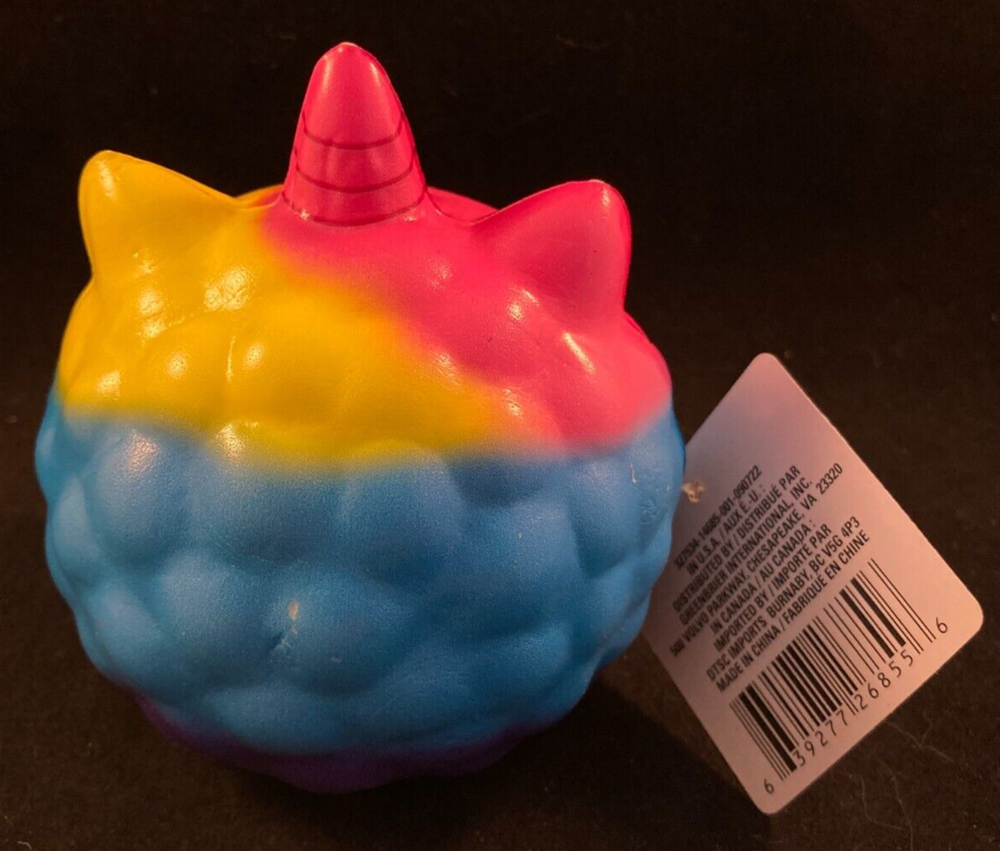 Round Rainbow Unicorn - Squishy Toy - Super Soft - Approx. 4" High