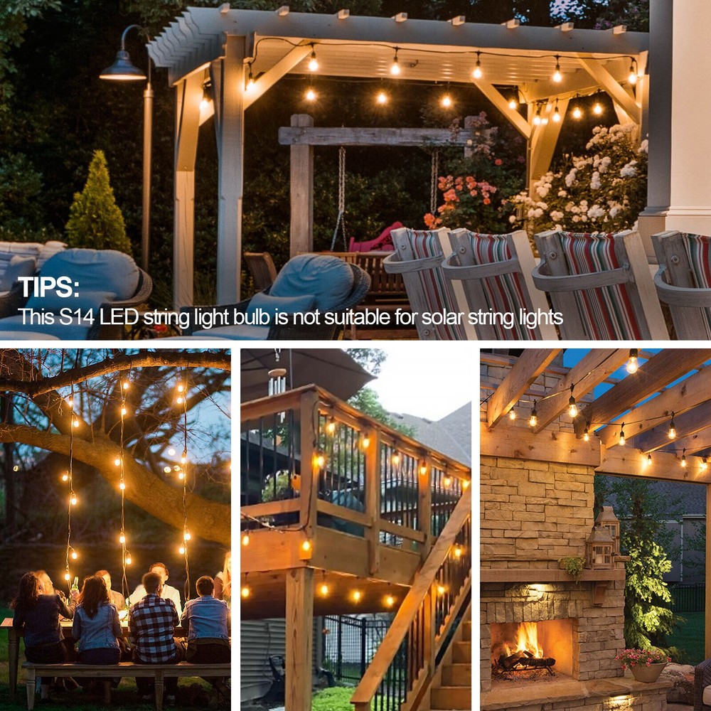 LED bulbs S14 E26 Outdoor Edison lights 2W (25Pack)for String Light Replacement