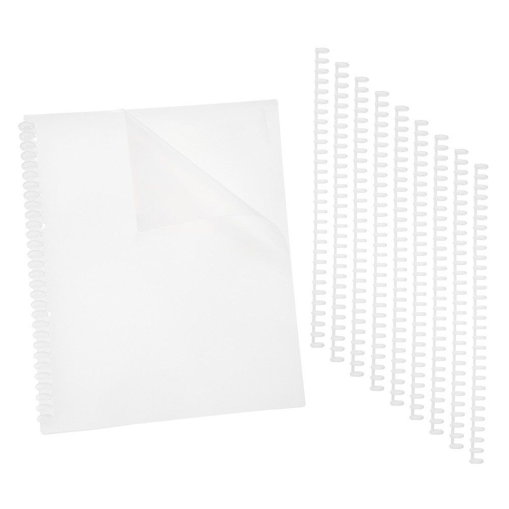 20Pcs Clear Presentation Binding Covers with 10Pcs 8.5mm Combs Kit, White