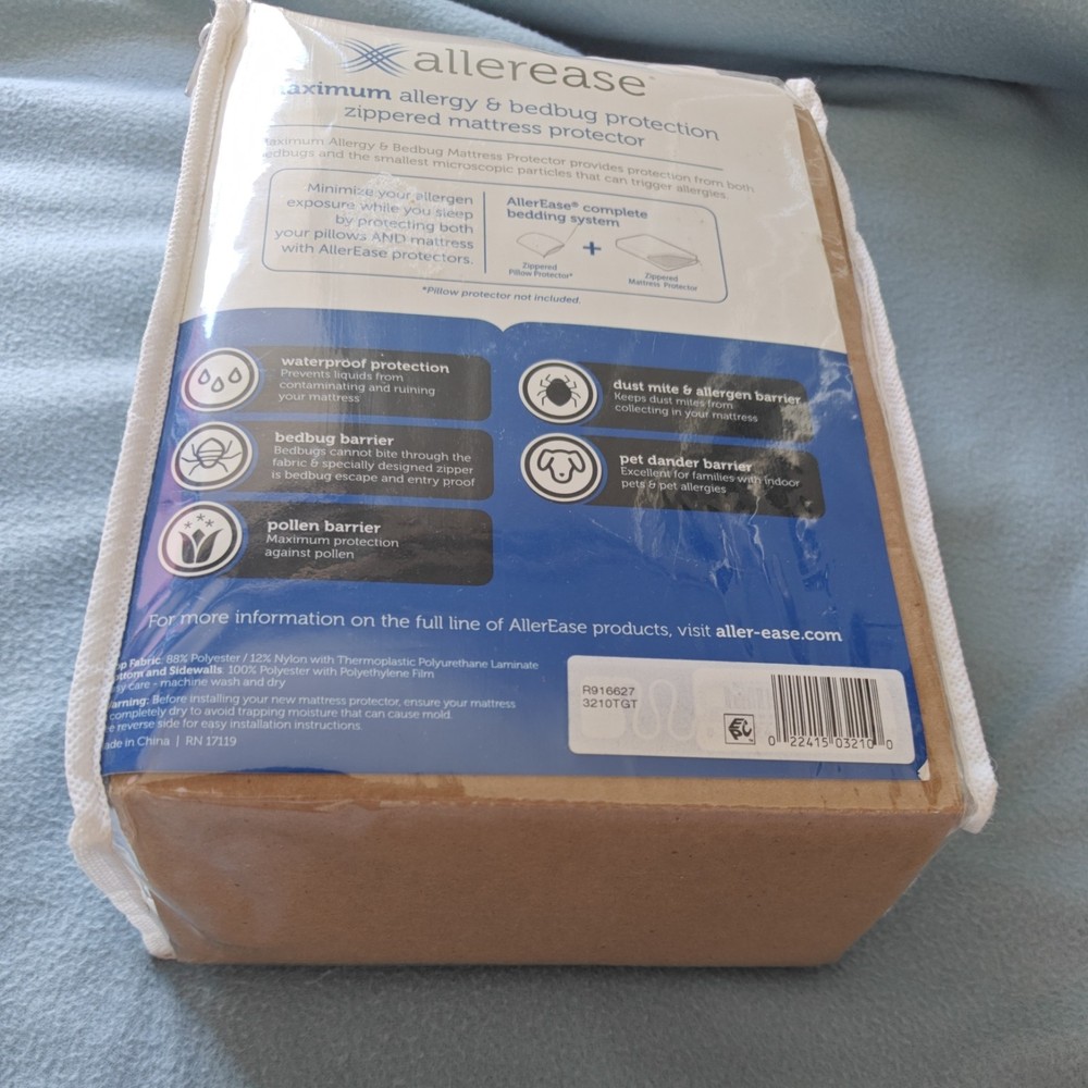 Maximum Mattress Protector White AllerEase Waterproof TWIN NEW -OPEN