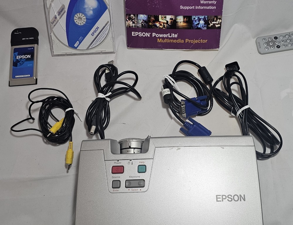 Epson PowerLite 735C LCD Projector W/ Software Cables WI-FI Remote Case + Works
