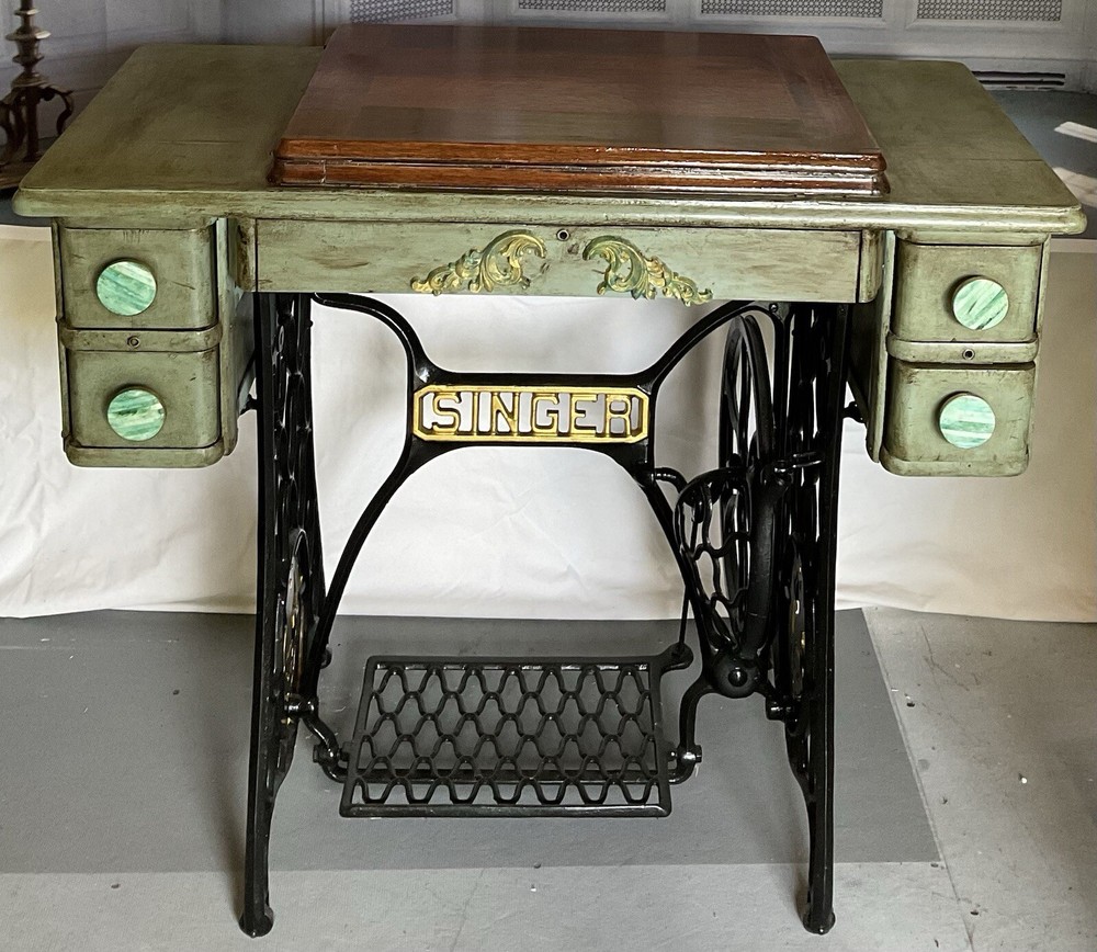 Antique Singer Sewing Machine Repurposed Into  an Accent Table