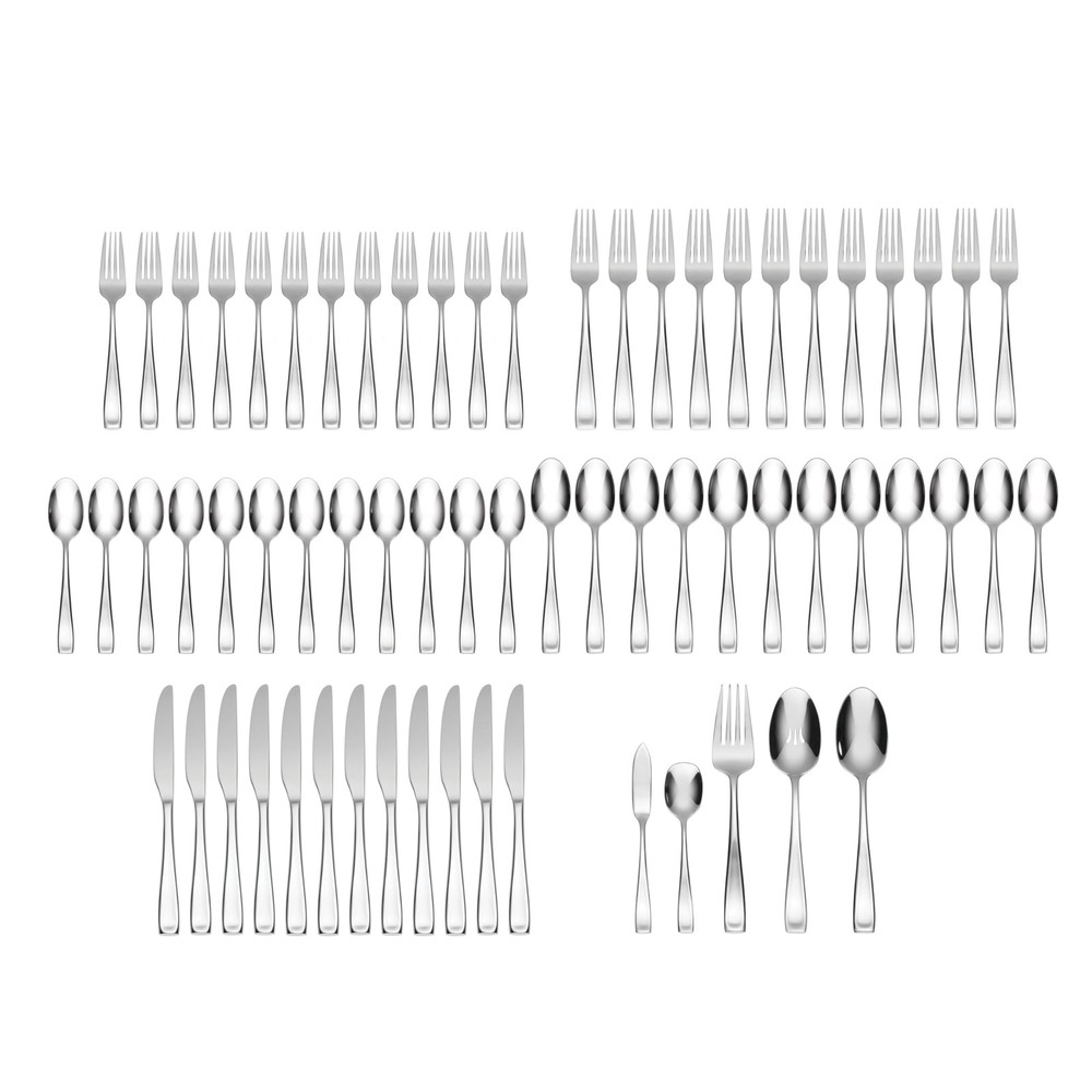 Silverware Set For 12, Moda 65-Piece Fine Flatware Set with Serving Utensils,...