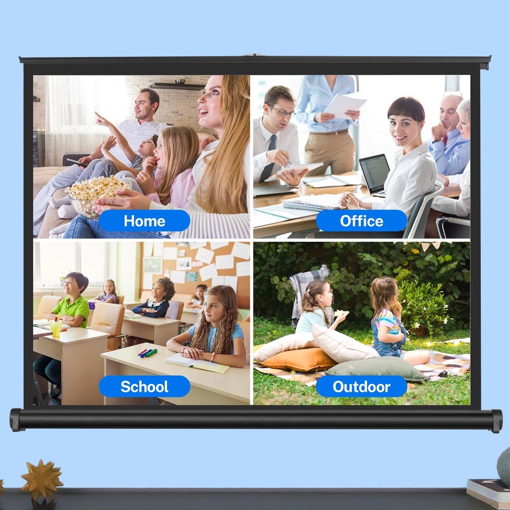 50 inch Small Projector Screen, Retractable Pull Up Screen, Floor Projector S...