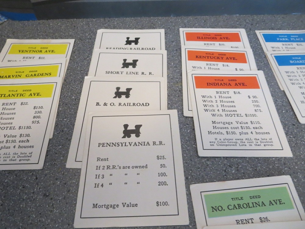 Monopoly Replacement Parts REPLACEMENT PROPERTY TITLE DEEDS