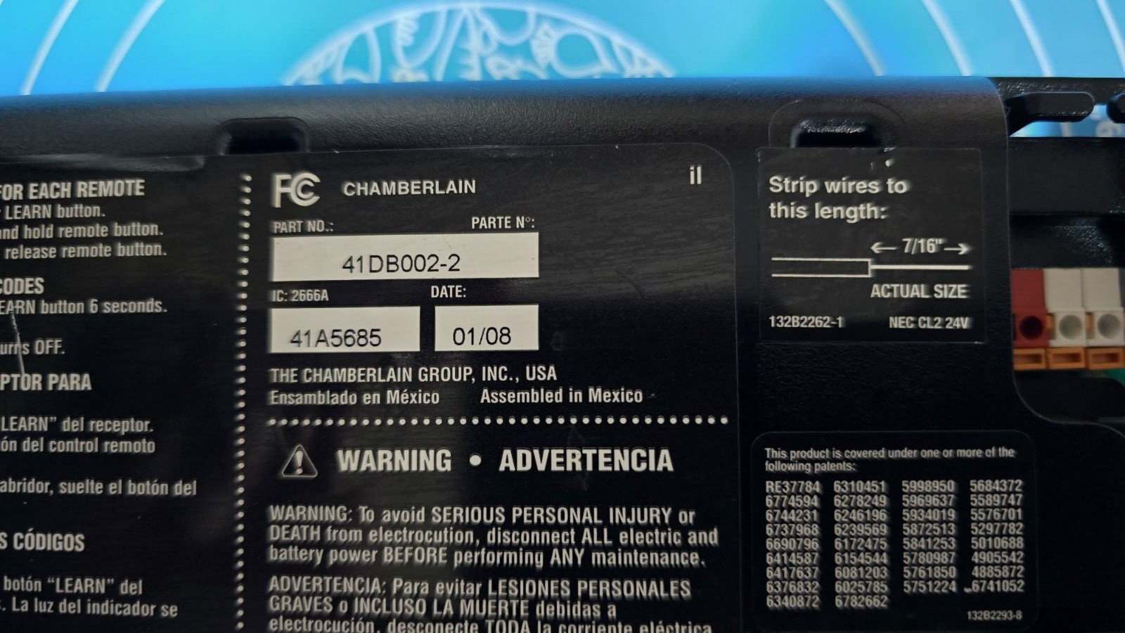 Chamberlain Liftmaster 41DB002-2 Board Purple Learn Button "Mail In Repair ONLY"