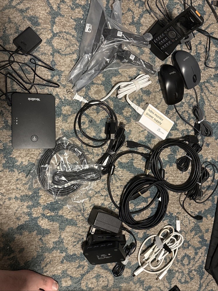 Lot Random Cables and Tech USB cables, computer, mouse, other cables, hub