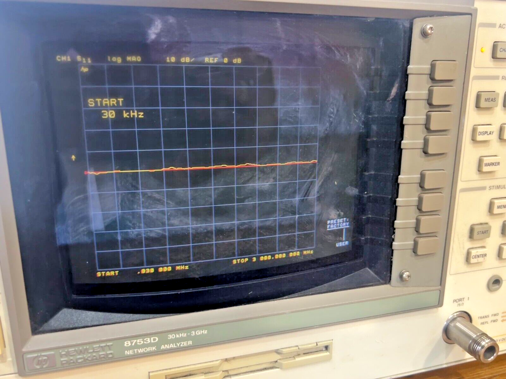 HP 8753D Network Analyzer 30KHz - 3GHz w/ OPT 075
