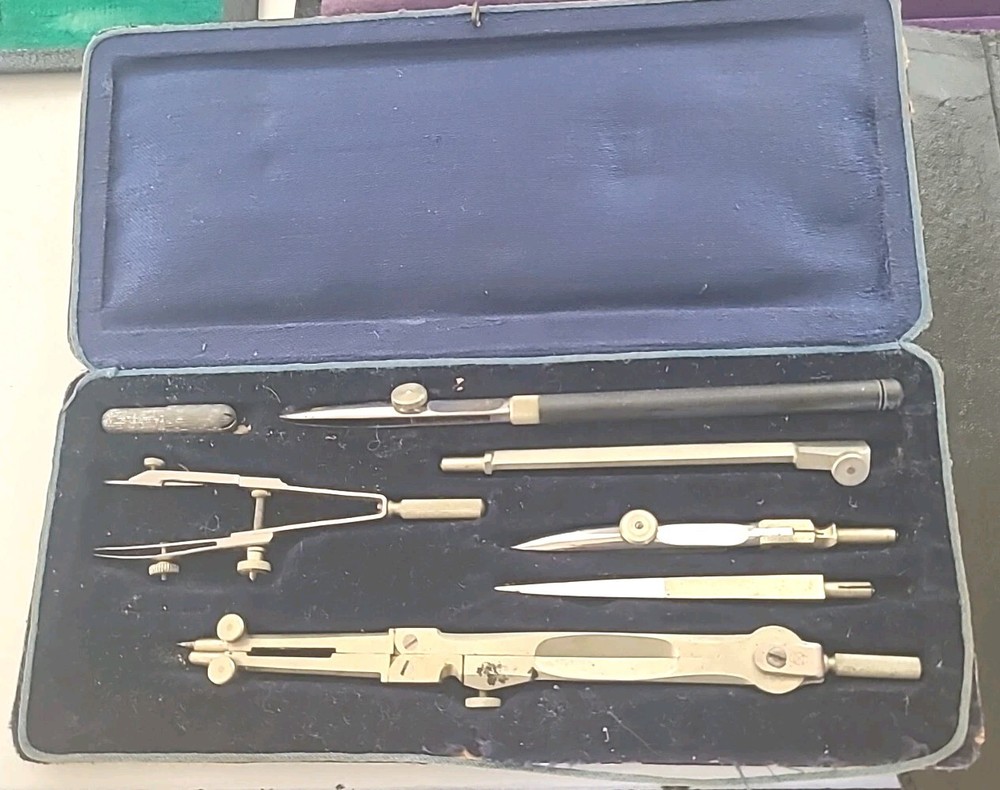 Vintage Drafting Tool Sets Posts Dietzgen Charvoz Drp Schioetz-Tomometer Tools