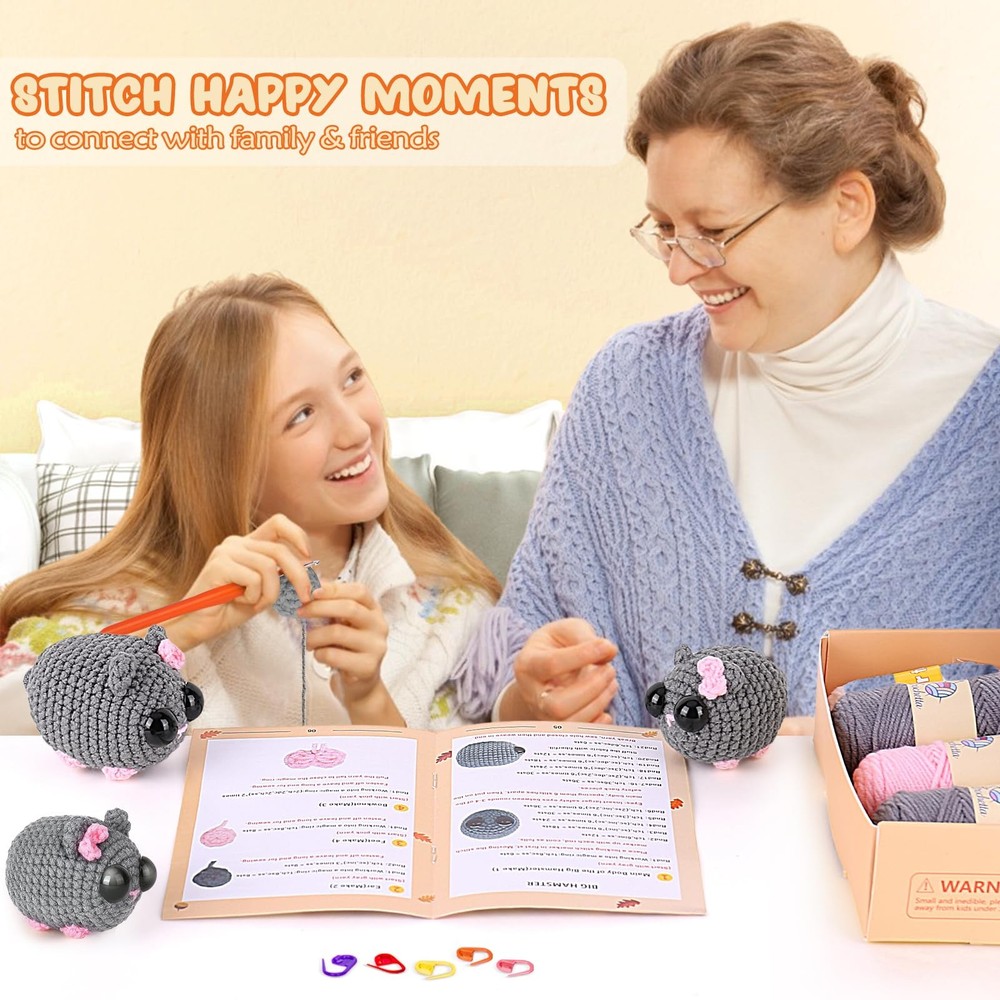 Crochet Kit for Beginners Adults & Kids w/ Step-by-Step Video Tutorials