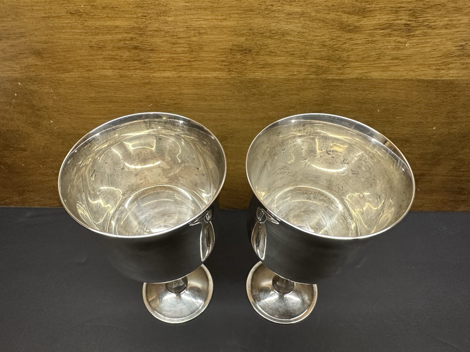 Vintage Set Of 2 ONEIDA Silver Plate 8 Oz Goblets 6 3/8"