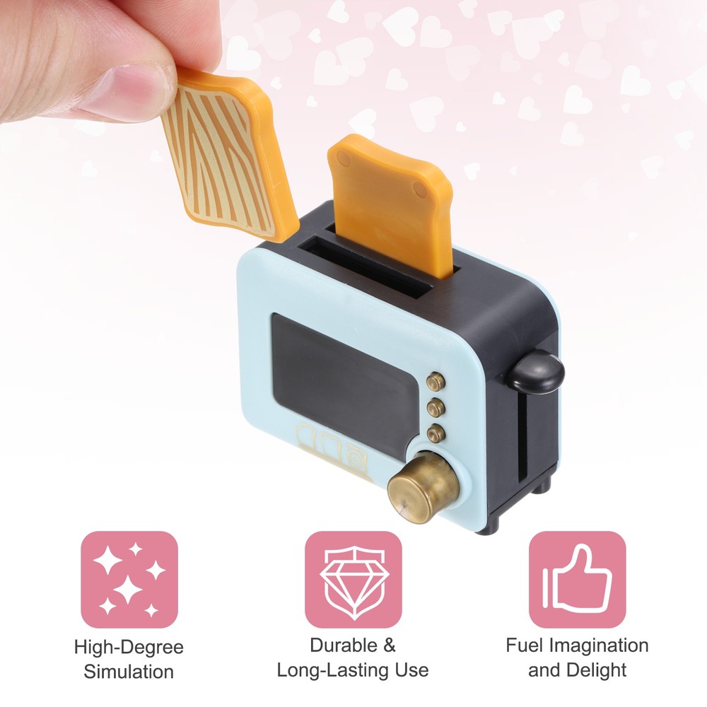 2Pcs Miniature Play Kitchen Accessory, Plastic Toaster Cookware, Blue