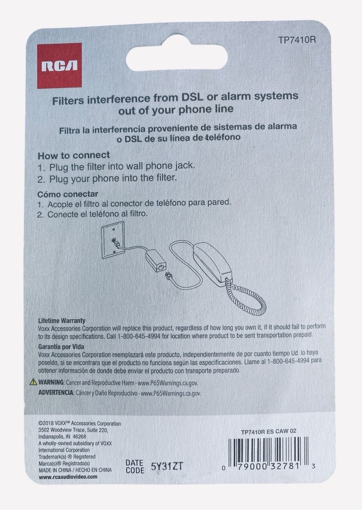 RCA DSL & Phone or Security System DSL Line Filter TP7410R