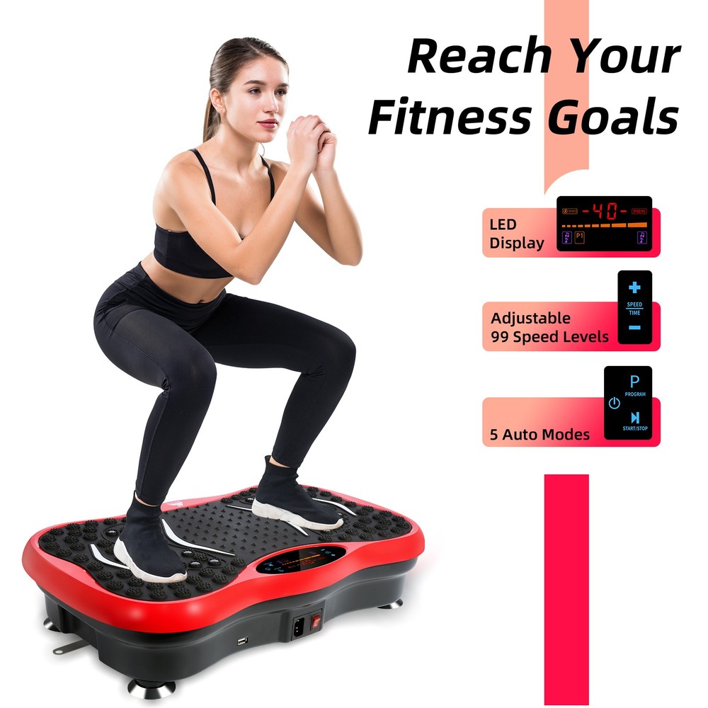 Vibration Plate Exercise 330LBS Whole Body Workout Vibrating Platform Bluetooth