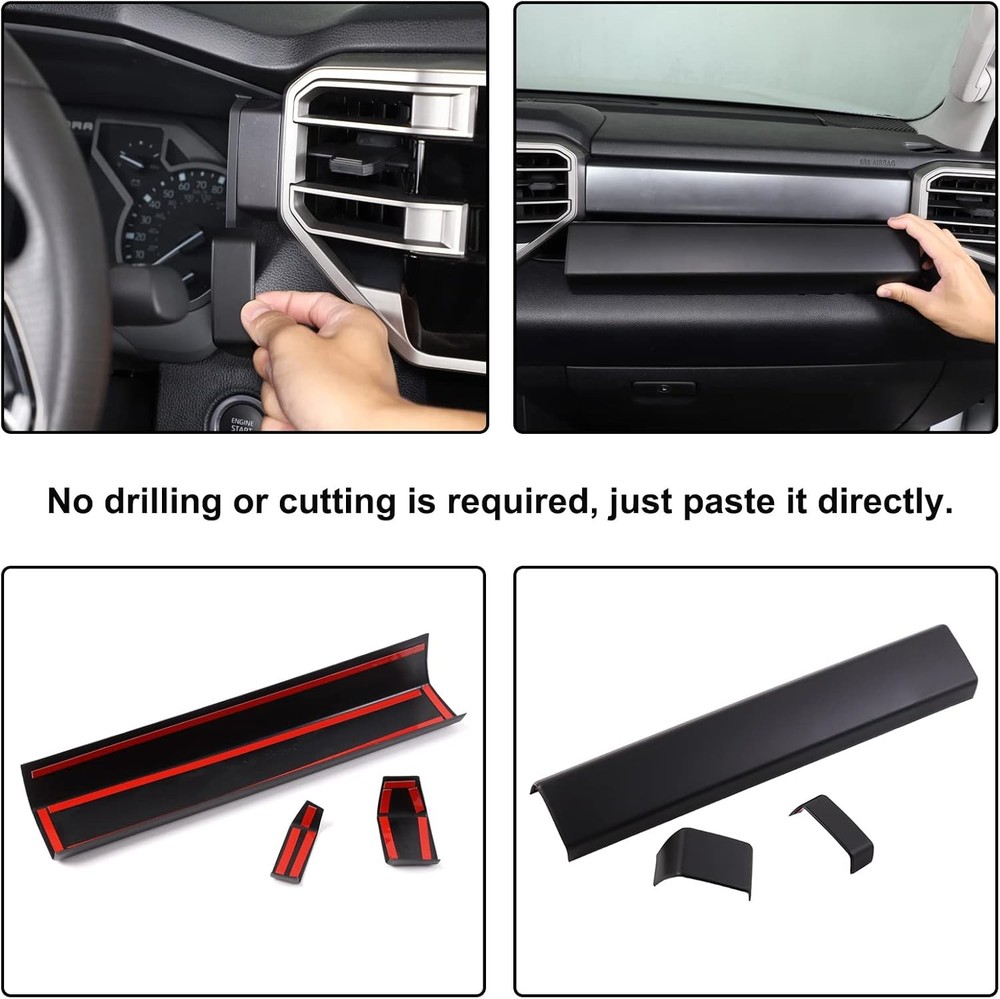 Central Control Dashboard Panel Strips Trim Compatible with Tundra/Matte Black