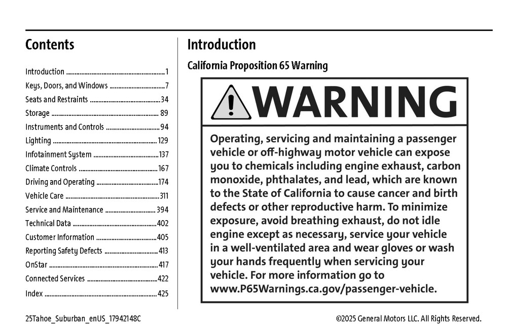 2025 Chevrolet Tahoe Suburban Owners Manual User Guide Reference Operator Book