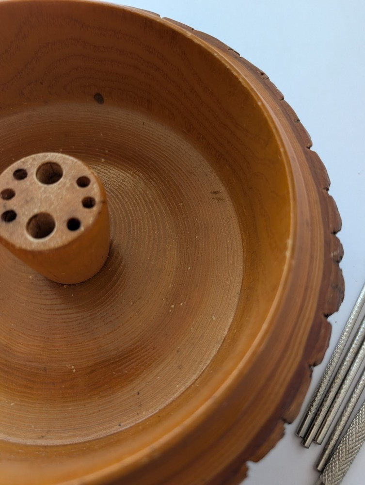 Vintage Rusticware Nut Bowl Set With Edge Tree Bark Nutcracker