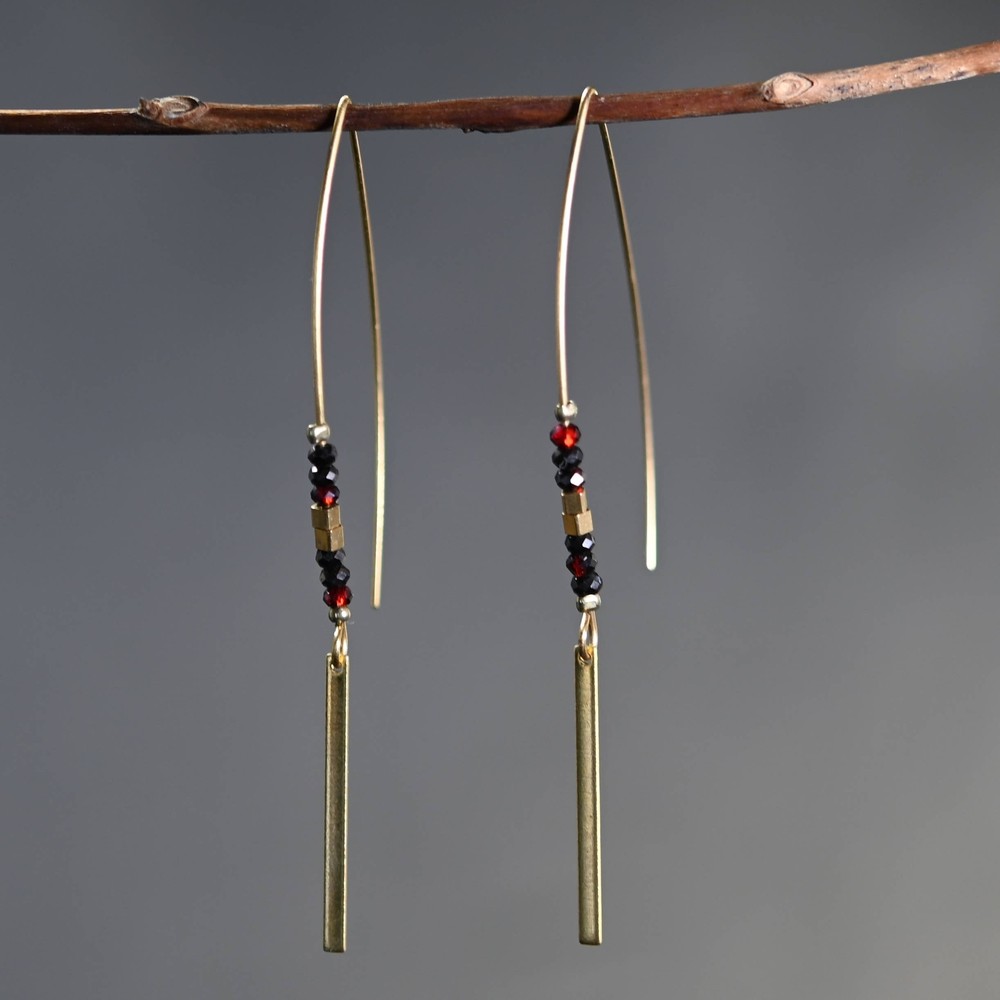 Beaded Longwire with Bar Drop Earrings