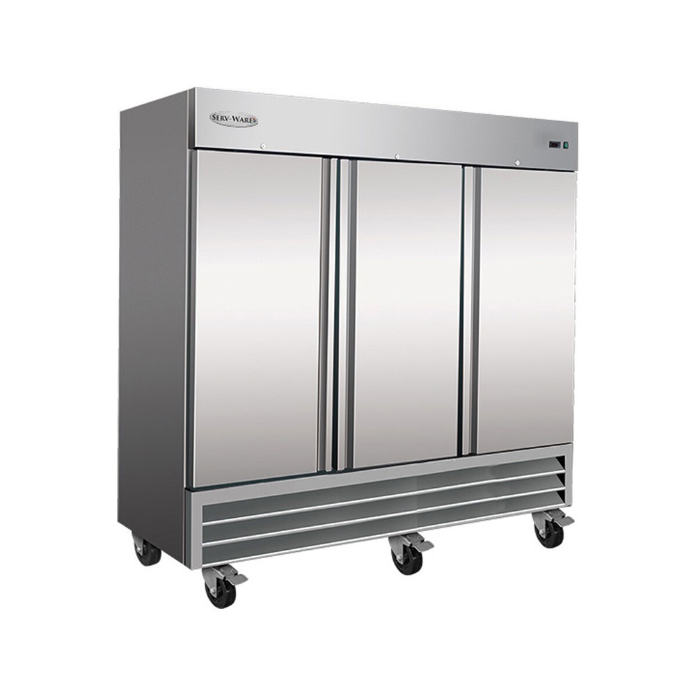 Serv-Ware RF3-HC 81" Three Section Solid Door Reach-In Freezer, Bottom Mount
