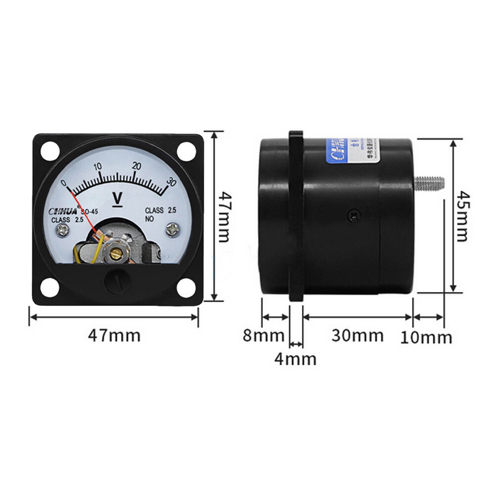 DC 0- 30V Analog Voltmeter Analogue Voltage panel meter SO45 directly Connect K