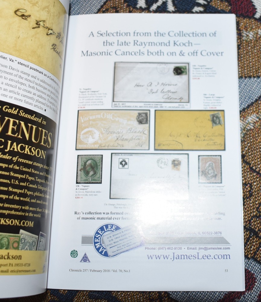 The Chronicle of the U.S. Classic Postal Issues Feb 2018 Vol. 70 No. 1 NEW