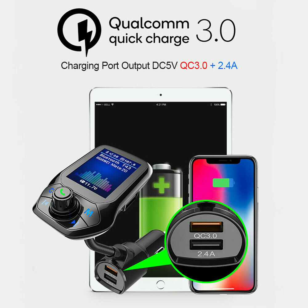 Bluetooth Car FM Transmitter MP3 Player Hands free Radio Adapter Kit USB Charger