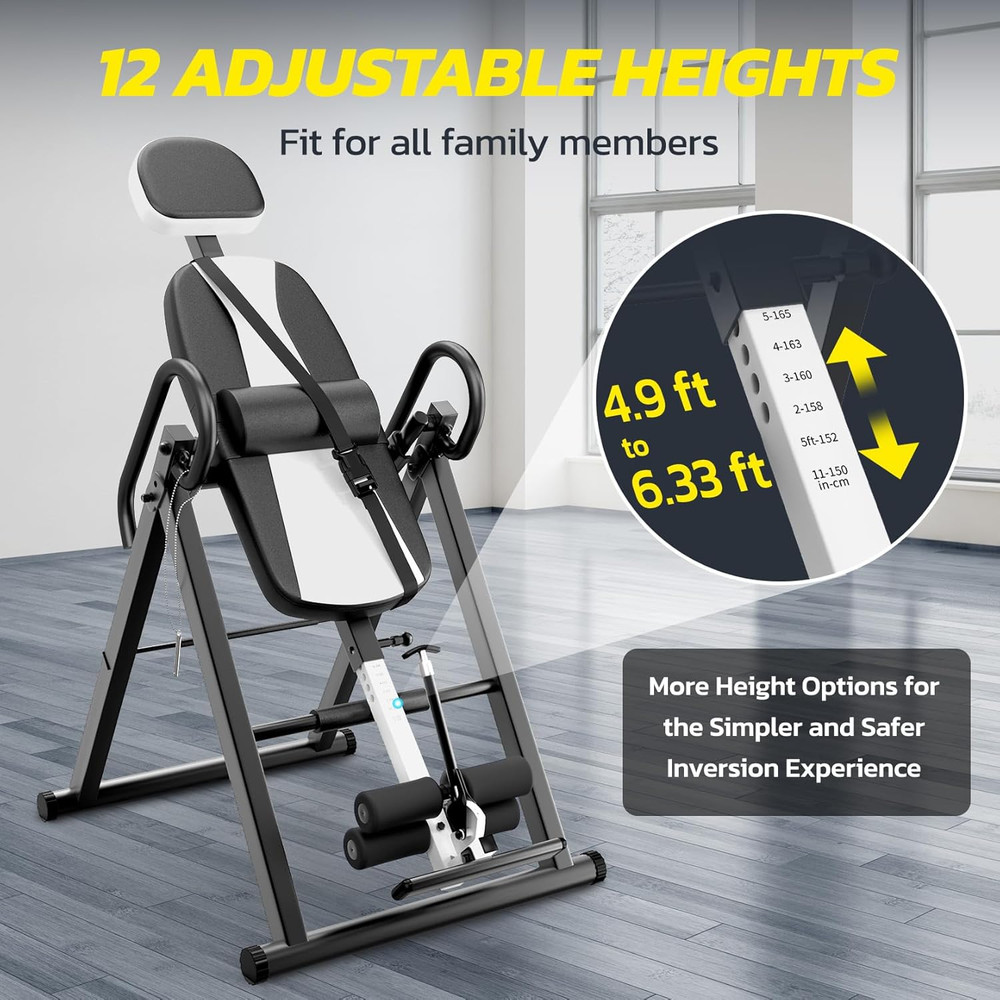 Heavy Duty Gravity Inversion Table 300 Lbs Capacity with Adjustable Protective B
